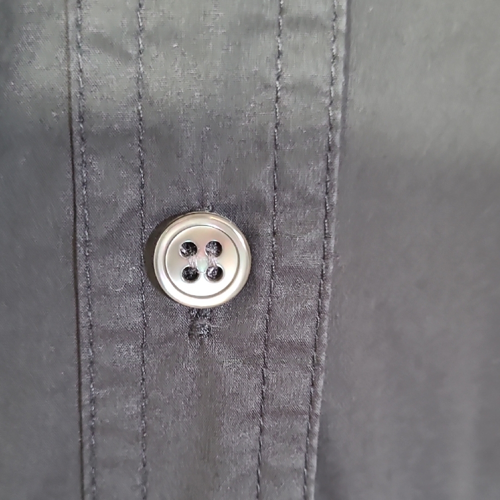 SZ6 Theory Cotton Dress Black Long Sleeve Notched Collar Shirt - Picture 5 of 12